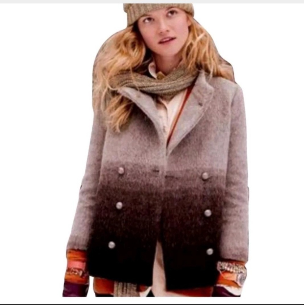 J Crew Wool Blend Horizons Ombre Peacoat Jacket
